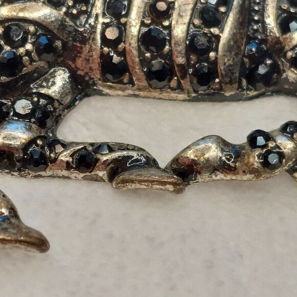 Vintage Zebra Charm Style Pendant Black Rhinestones In Silver Tone - Picture 3 of 8